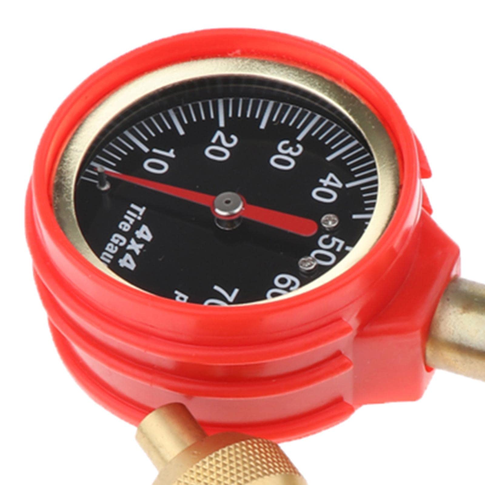 Desinflador de Neumáticos, Desinflador de Aire de 0 a 70 PSI para Manómetro de Presión con Aguja, Herramienta para Válvula, rojo