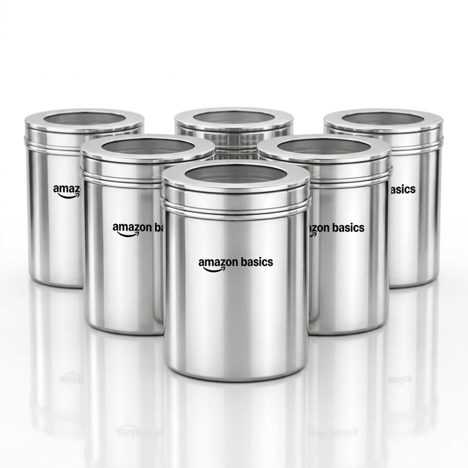 Amazon Basics Stainless Steel Storage Containers Set of 6-1400 ml Each | See-Through Lid | Kitchen Canisters for storing 1kg Approx | Airtight | Ideal for Grains, Tea, Sugar & Snacks-image-33