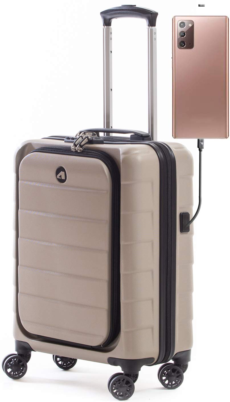 Maleta rígida Alpini INOVA-2.0 22" (55 cm) de garantía de 2 años, Compartimento para Ordenador PC y Tableta, Puerto USB