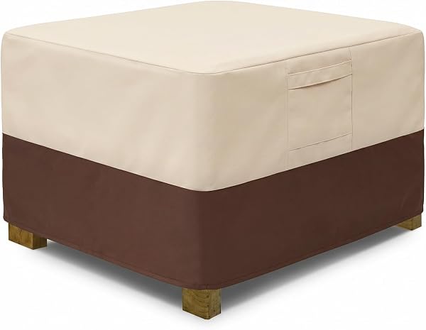 Vailge Patio Ottoman Cover, Waterproof Outdoor Ottoman Cover with Padded Handles, Patio Side Table Cover, Heavy Duty Pat