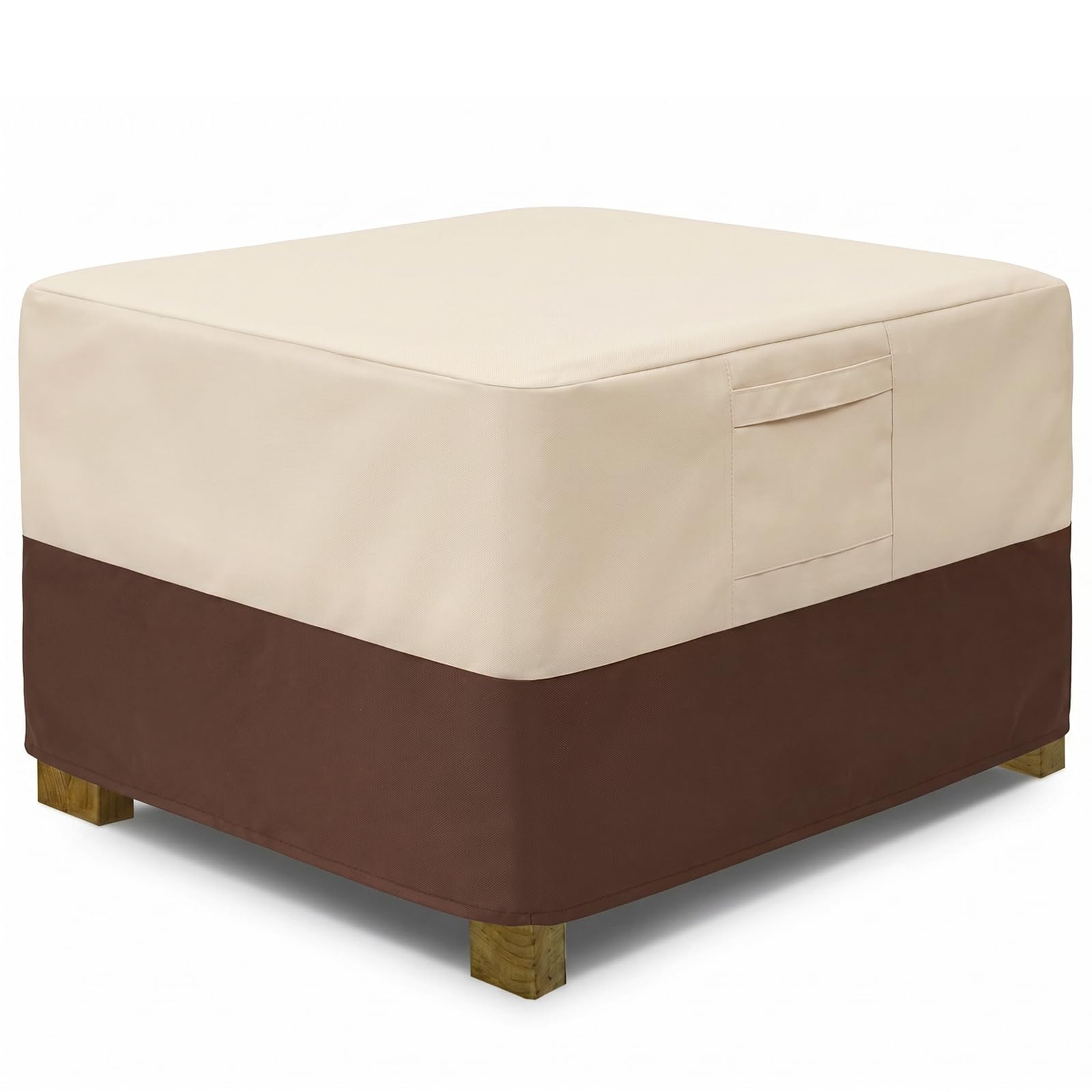 FQQF Vailge Square Patio Ottoman Cover with Padded Handles, Heavy Duty Outdoor Furniture Cover