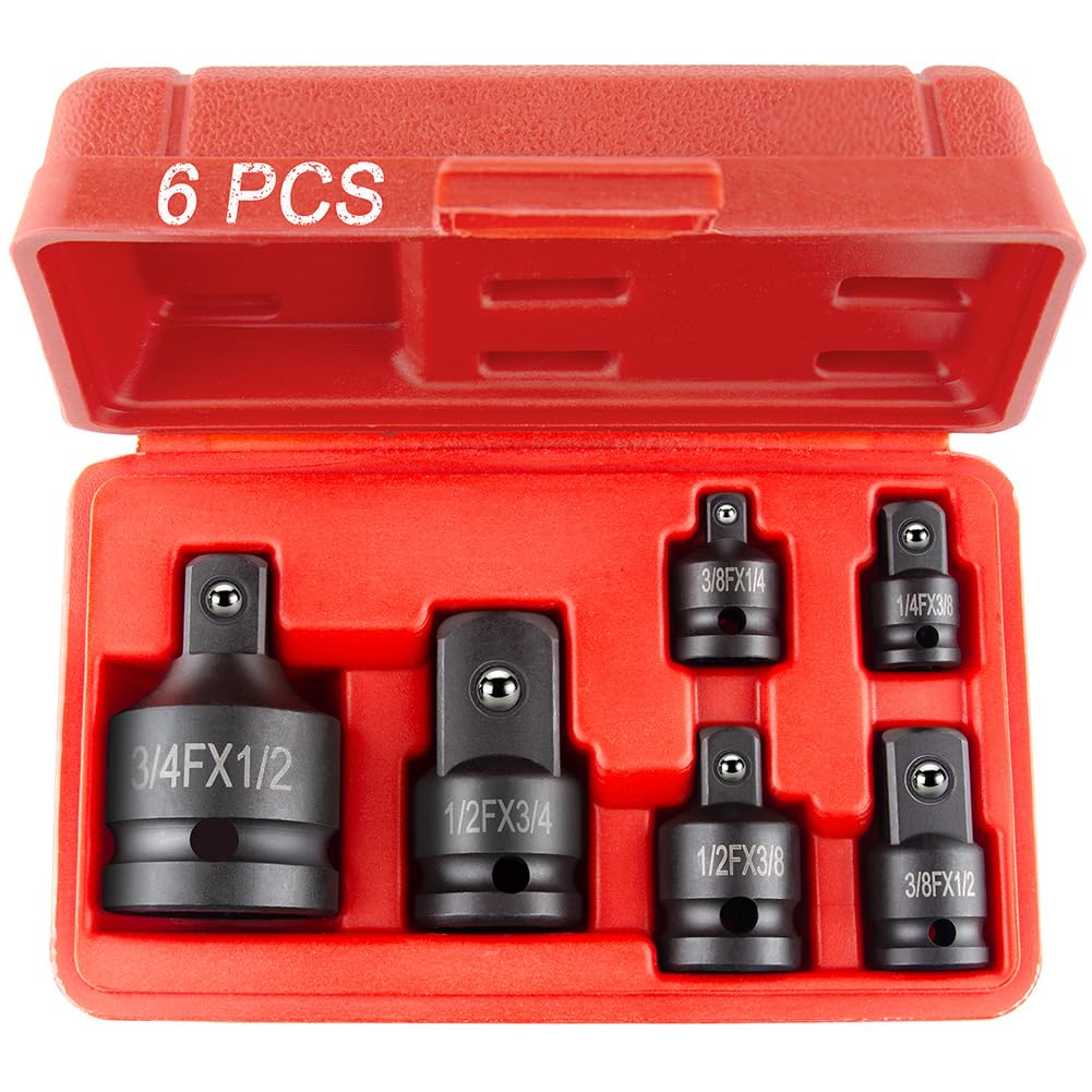 StrugDeas 6 Piece impact Socket Adapter and Reducer Set, 1/4", 3/8", 1/2", 3/4" Chrome Vanadium Steel impact Ratchet/Socket Extension/Conversion Kit