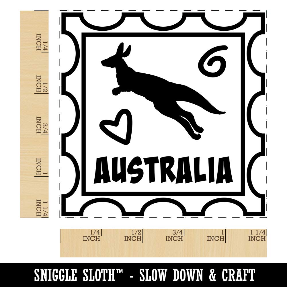 Australia Kangaroo Passport Travel Square Rubber Stamp for Stamping Crafting - 1.25in Small