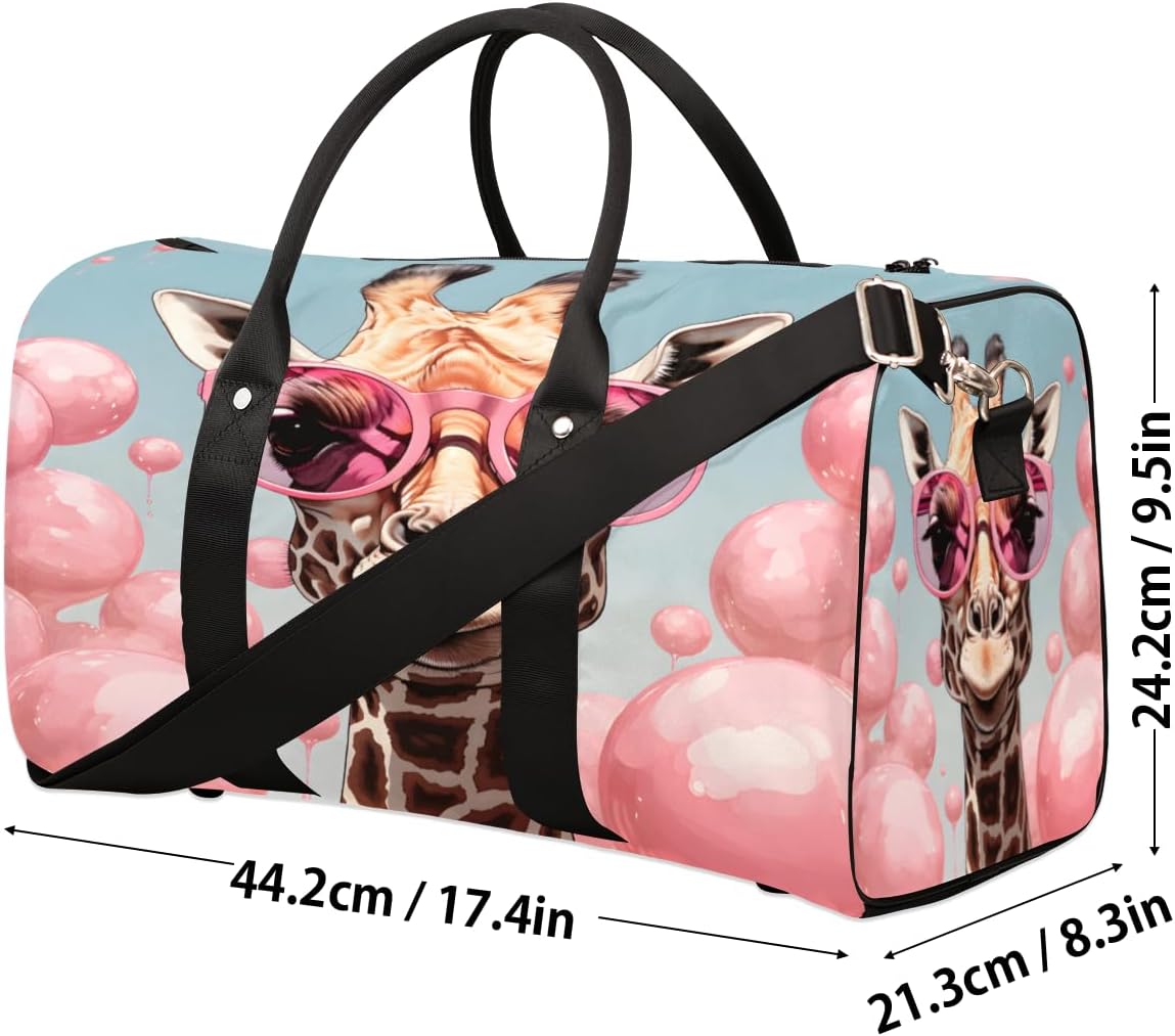 Giraffe Balloon Travel Duffel Bag for Women Men Large Capacity Overnight Weekender Bags for Lightweight Waterproof Sport Gym Bag for Workout Yoga Swim