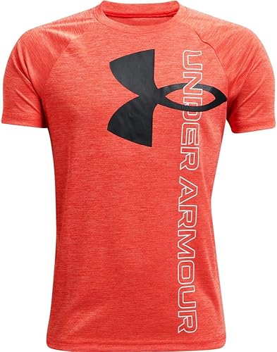 Under Armour Boys' Tech Split Logo Hybrid Short-Sleeve T-Shirt , Dark Orange (86