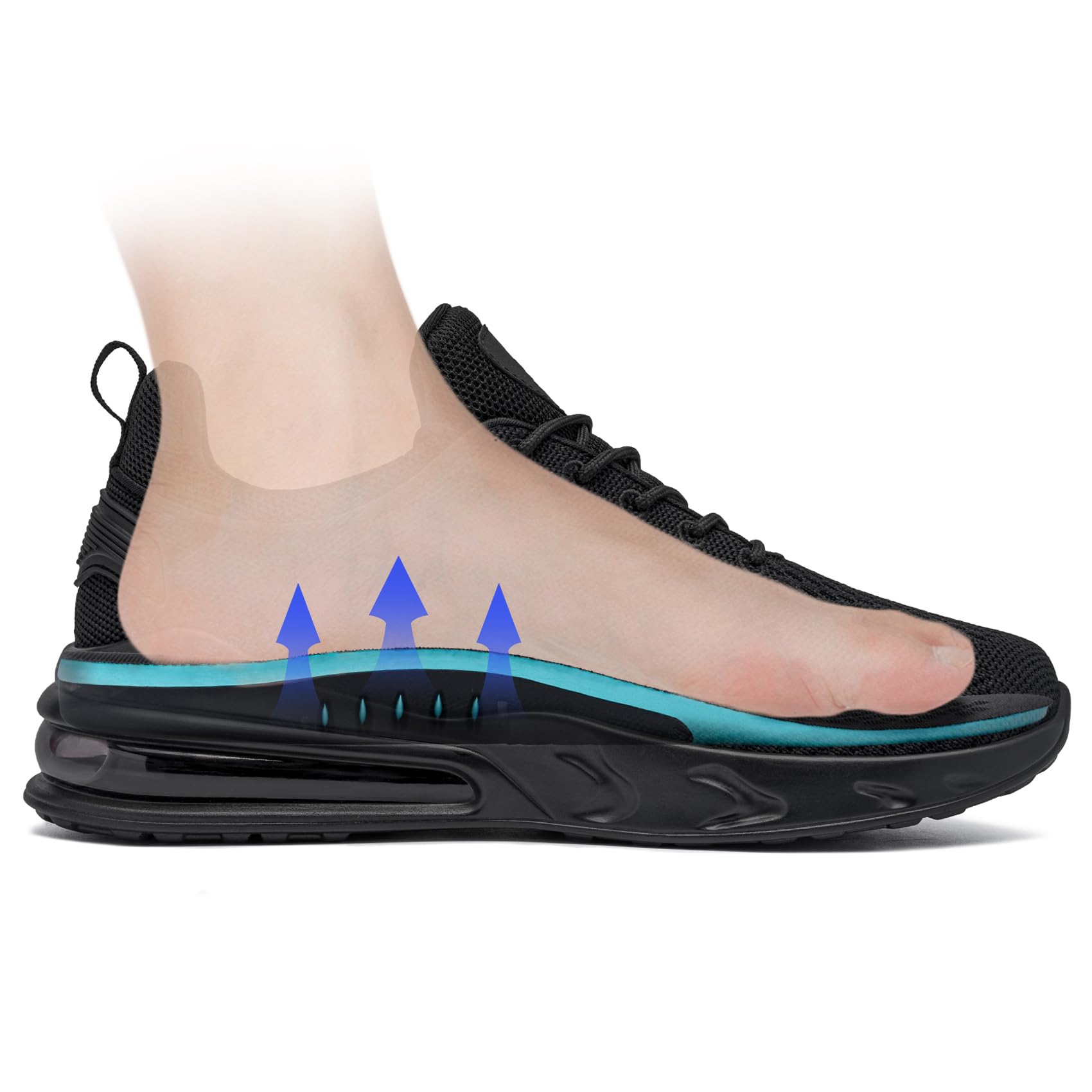 LARNMERN Chaussure Homme Impermeabilisant Chaussures de Travail Cuisine Chef Running Sports Homme Confortable AntidéRapantes Maille Baskets (Neuf Noir,43)
