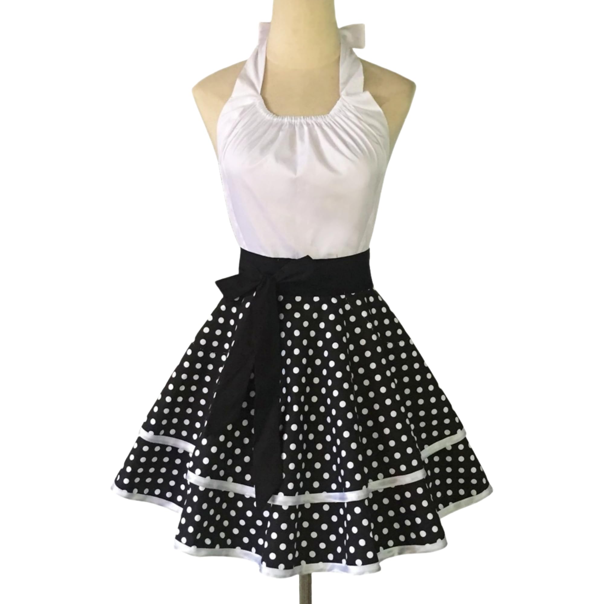 Violet Mist Cute Vintage Aprons for Women White Polka Dots Retro Aprons Girls French Maid Apron Sexy Ladies 50s Christmas Apron Lovely kawaii