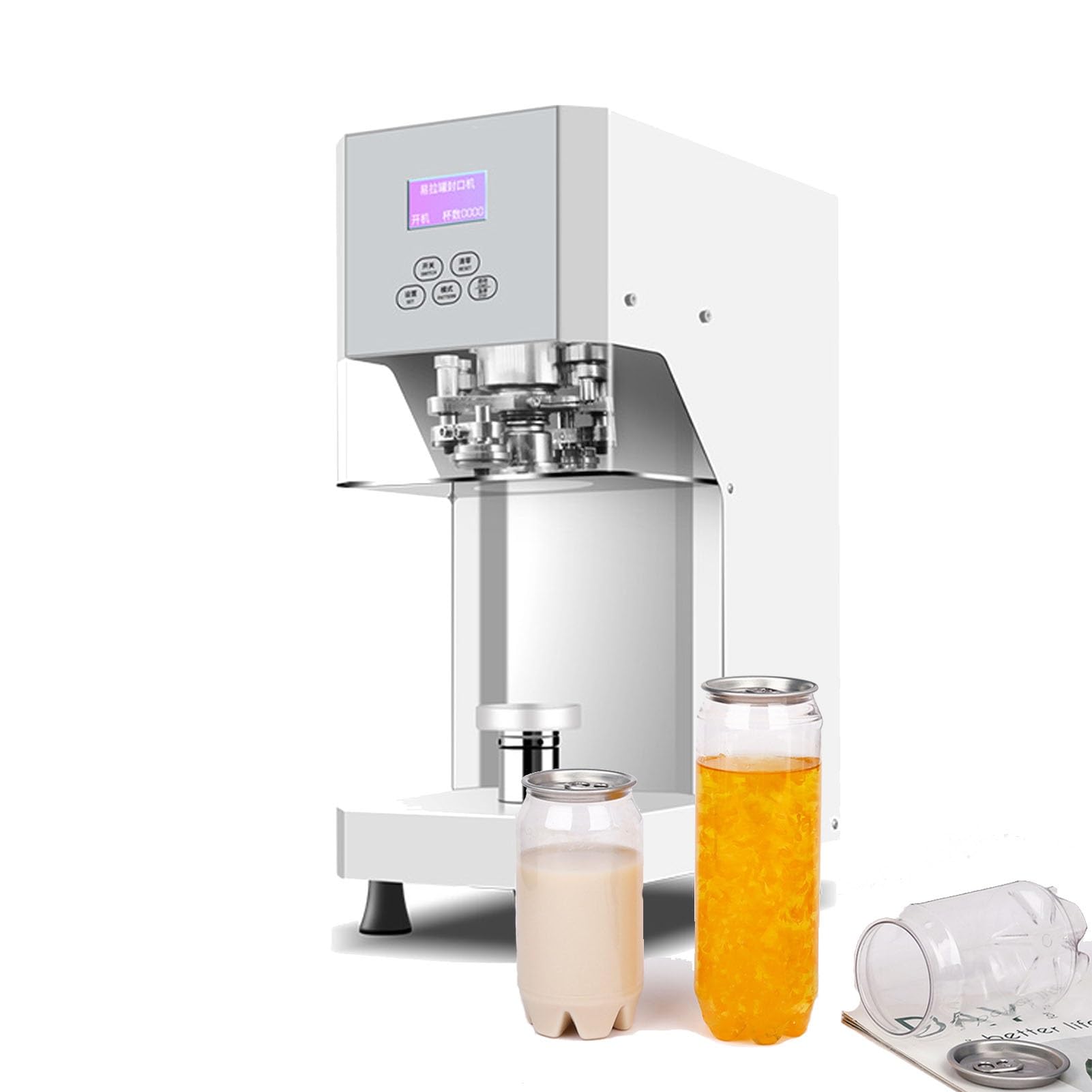 AYCDL 370W Electric Can Seamer Machine Bottle Can with Digital Control LCD Panel Cup Sealer Intelligent Beer Can Sealing,White-220V,White-220V
