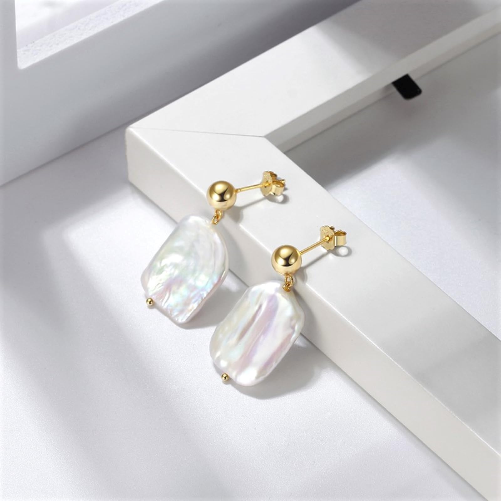 Orecchini Pendenti di Perla Barocca in Argento Sterling 925 Orecchini di Perle Orecchini Placcati in Oro 14k Perla Coltivata d'Acqua Dolce