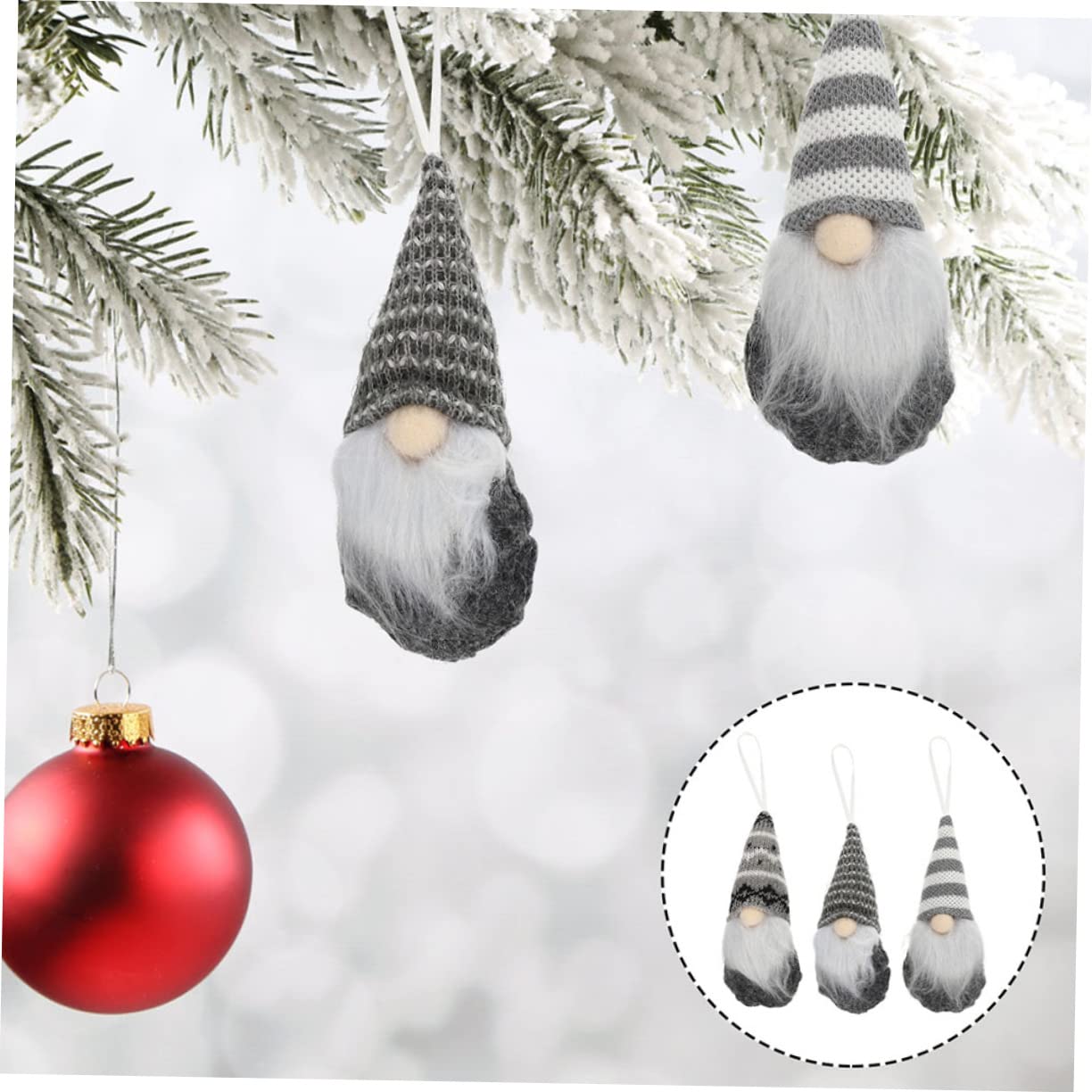 Veemoon 6 Stück Weihnachtsdeko Set – Niedliche Strick-GNOME Und Plüsch- Für Festliche Hängedekoration Am Weihnachtsbaum – Kreative Ornamente Für Stimmungsvolle Feiertage in Grau