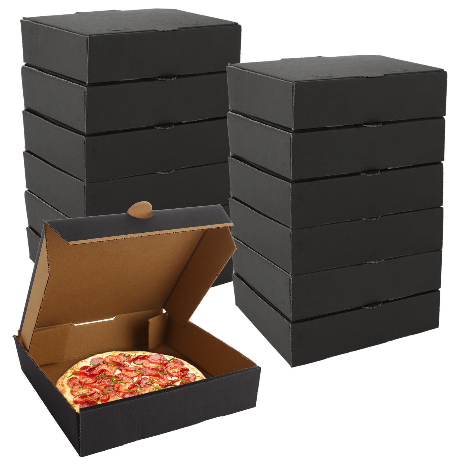 CYEAH 40 Pack Pizza Boxes, 6.3 x 6.3 x 1.7 Inch Corrugated Mini Pizza Boxes, Black Take Out Small Pizza Packing Boxes, Takeaway Mailing Shipping Storage Boxes for Pizza, Cake, Cookies, Food