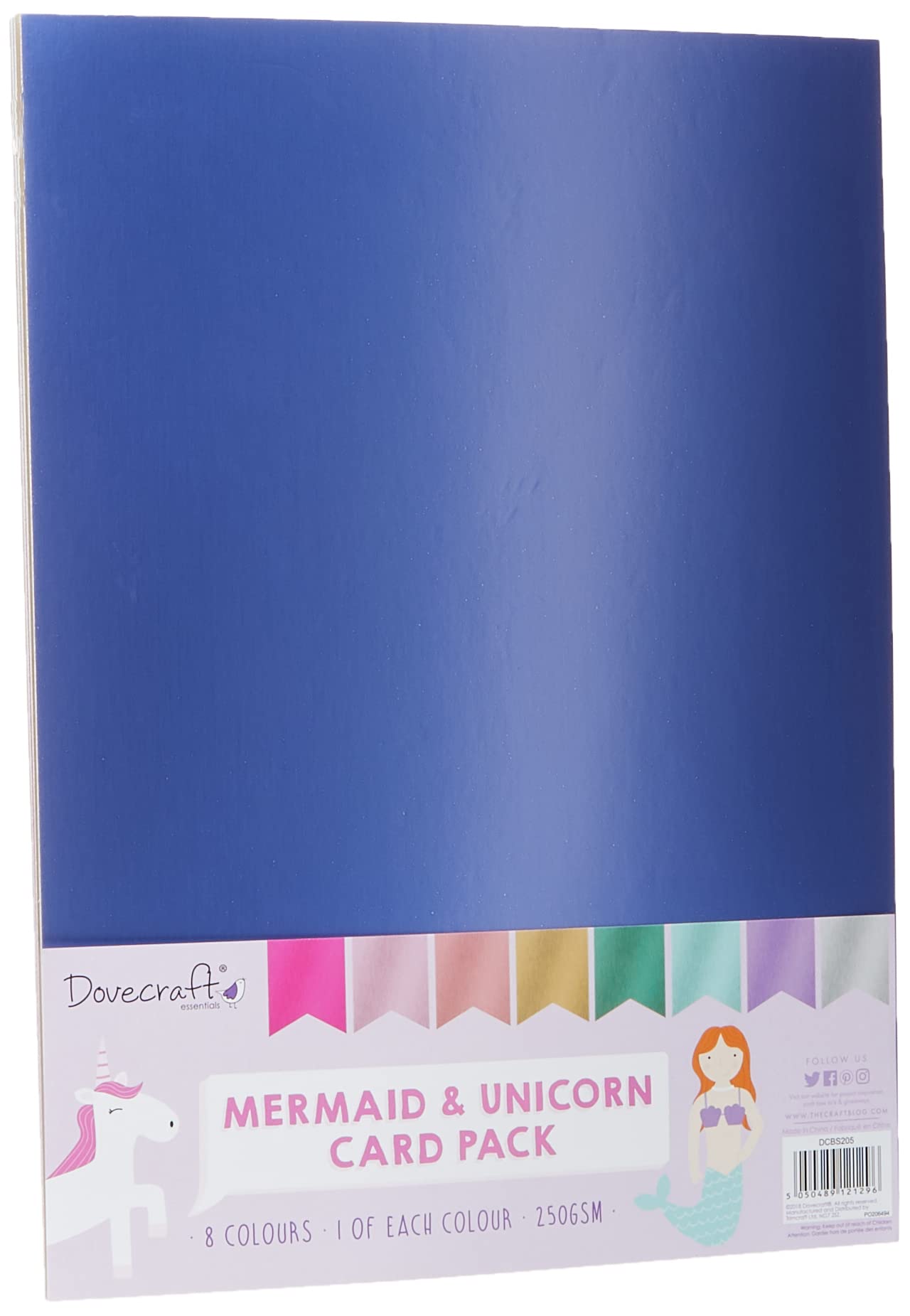 Dovecraft Essentials-Paper & Card-A4 Card Pack (250gsm, 8 Pack), Mermaid & Unicorn (10 Pack)