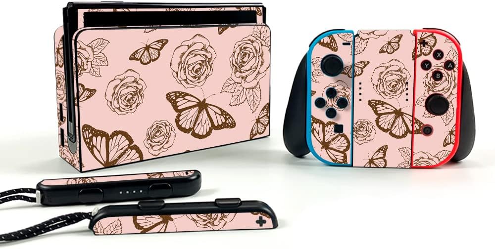 MightySkins Skin Compatible with Nintendo Switch OLED - Butterfly Garden | Protective, Durable, and Unique Vinyl Decal wrap cover | Easy to Apply, Remove and Change Style | Made in The USA
