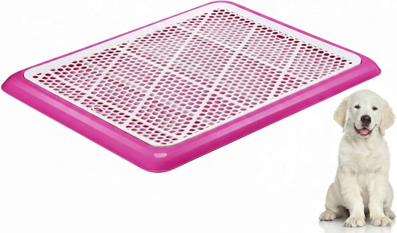 Caixa de Areia para Cães com Grade e Suporte para Tapete Higiênico Mifoci Rosa, 65,02 x 48 x 3,05 cm, Pacote com 2