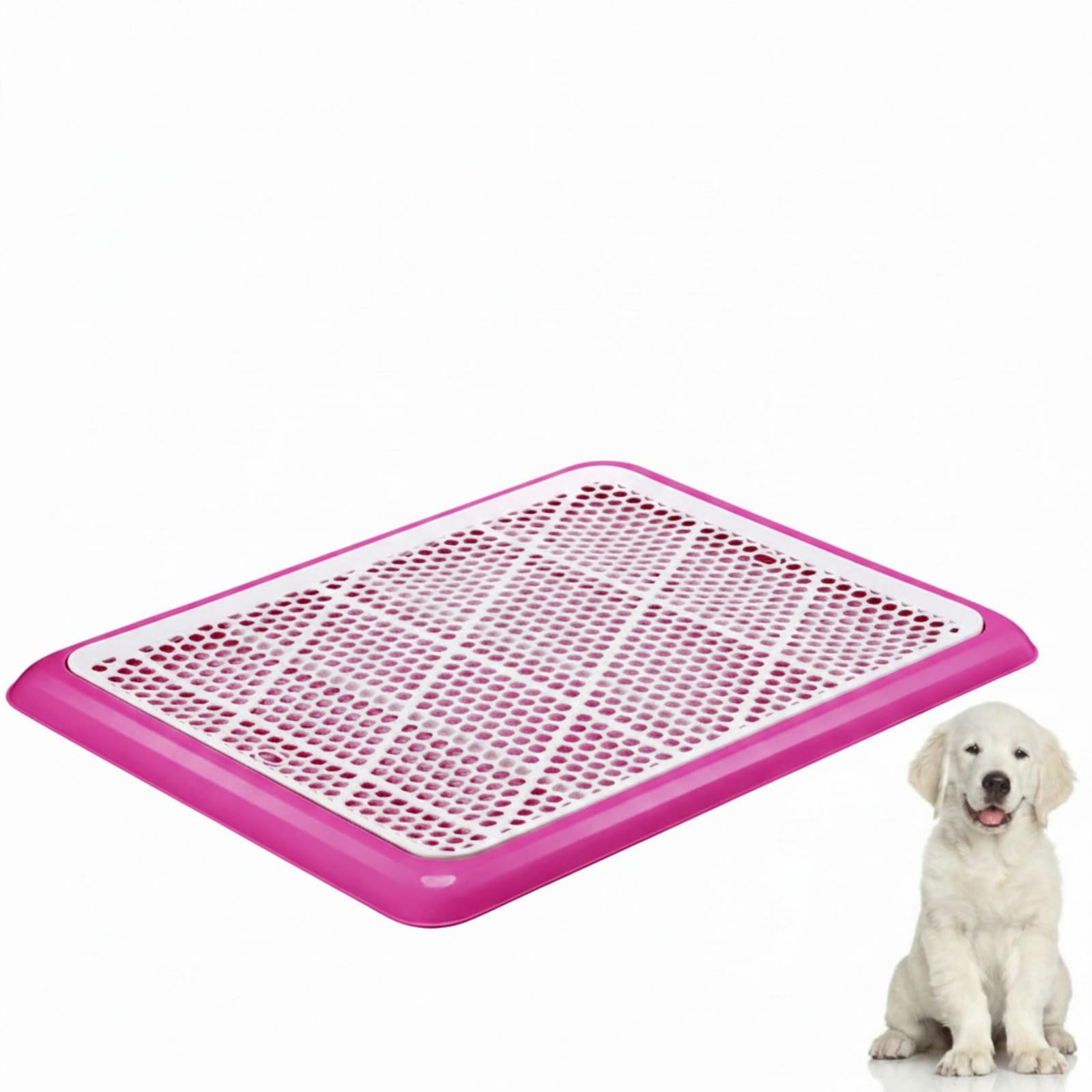 Mifoci Dog Pee Pad Holder Potty Tray Portable Dog Litter Box Toilet Training for Indoor Outdoor Small Medium Large Pet Puppy(Pink,25.59 x 18.9 Inches,2 Pcs)