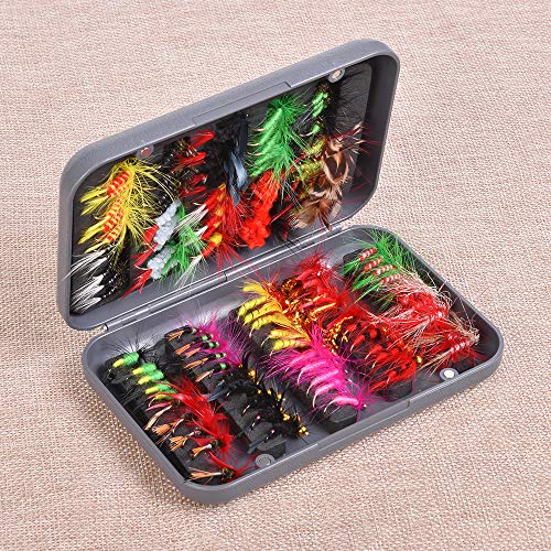 DECDEAL Fly Fishing Flies Kit 20 / 100pcs Assorted Fly Fishing Lures Ganchos com Fly Box