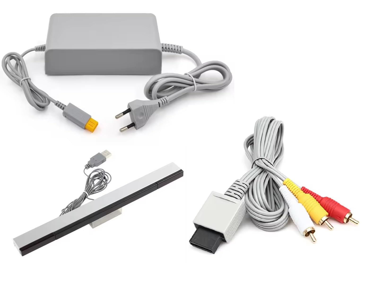 Kit d'accessoires avec bloc d'alimentation, câble TV, barre de capteur pour Nintendo Wii U câble TV