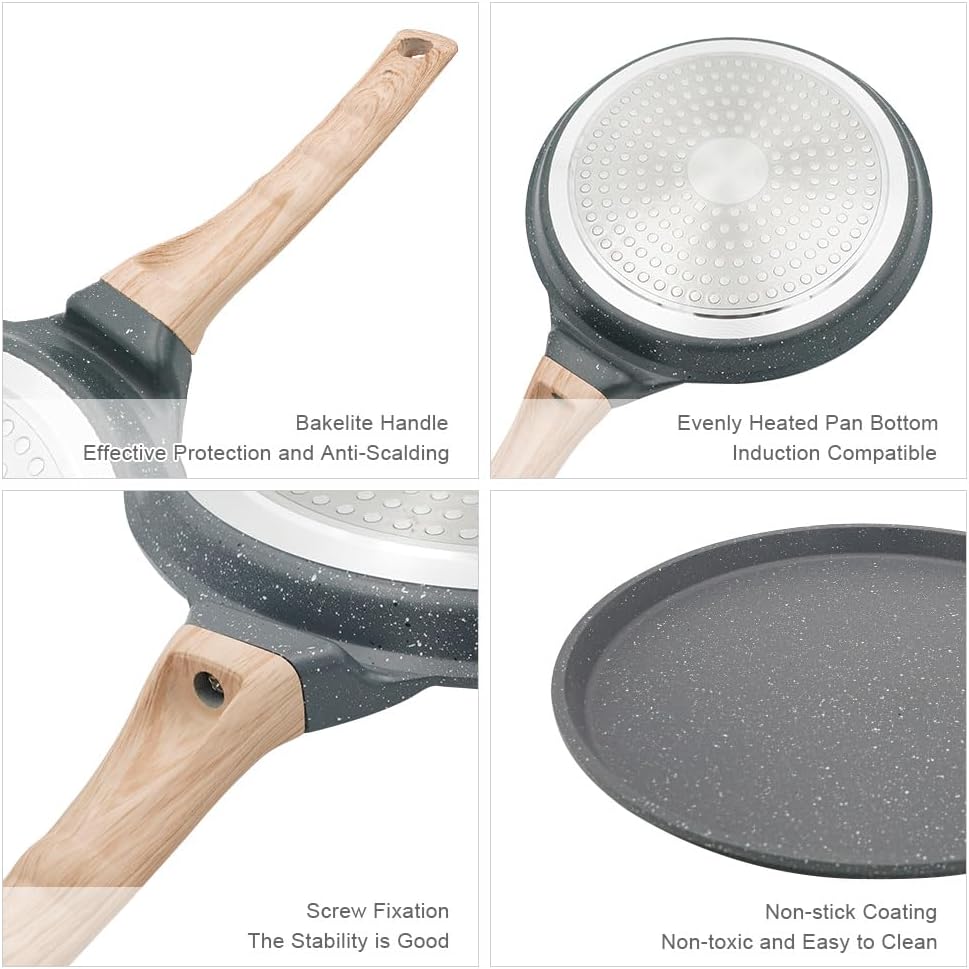 8 inch Crepe Pan, Nonstick Pan for Crepes Omelette Tortillas Crispy Pancake, Dosa Tawa Tortilla Pan, Griddle Pancake Pan for Roti Indian - Black