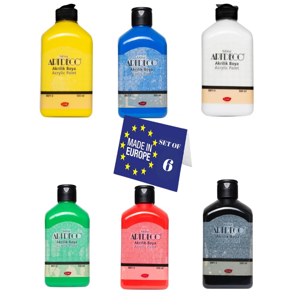 SmartfarbenAcrylic Paint Pack 6x500ml Basic Colors, Basic Colors, Glasmalfarbe
