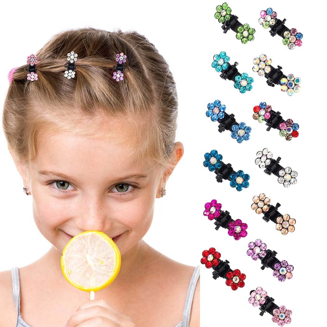 Glamifirsto 12 Mini Hair Claw Clips,Mini Hair Clips No-Slip Grip Jaw Clips Glitter Teeth Clips Rhinestone Hair Clips Metal Clamps Mix Colored Flower Hair Accessories for Women Girls 1