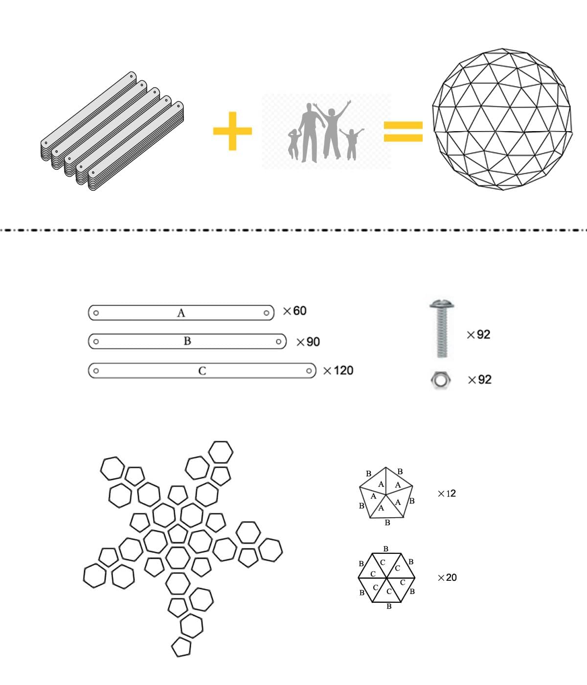 Amazon.com : The Bamboo Geodesic Sphere(3V) Frame Kit - Natural
