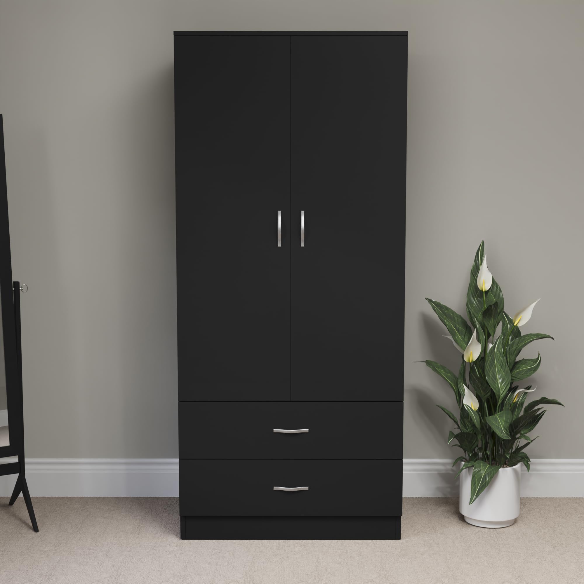 Vida Designs 2 Door 2 Drawer Wardrobe (Black)