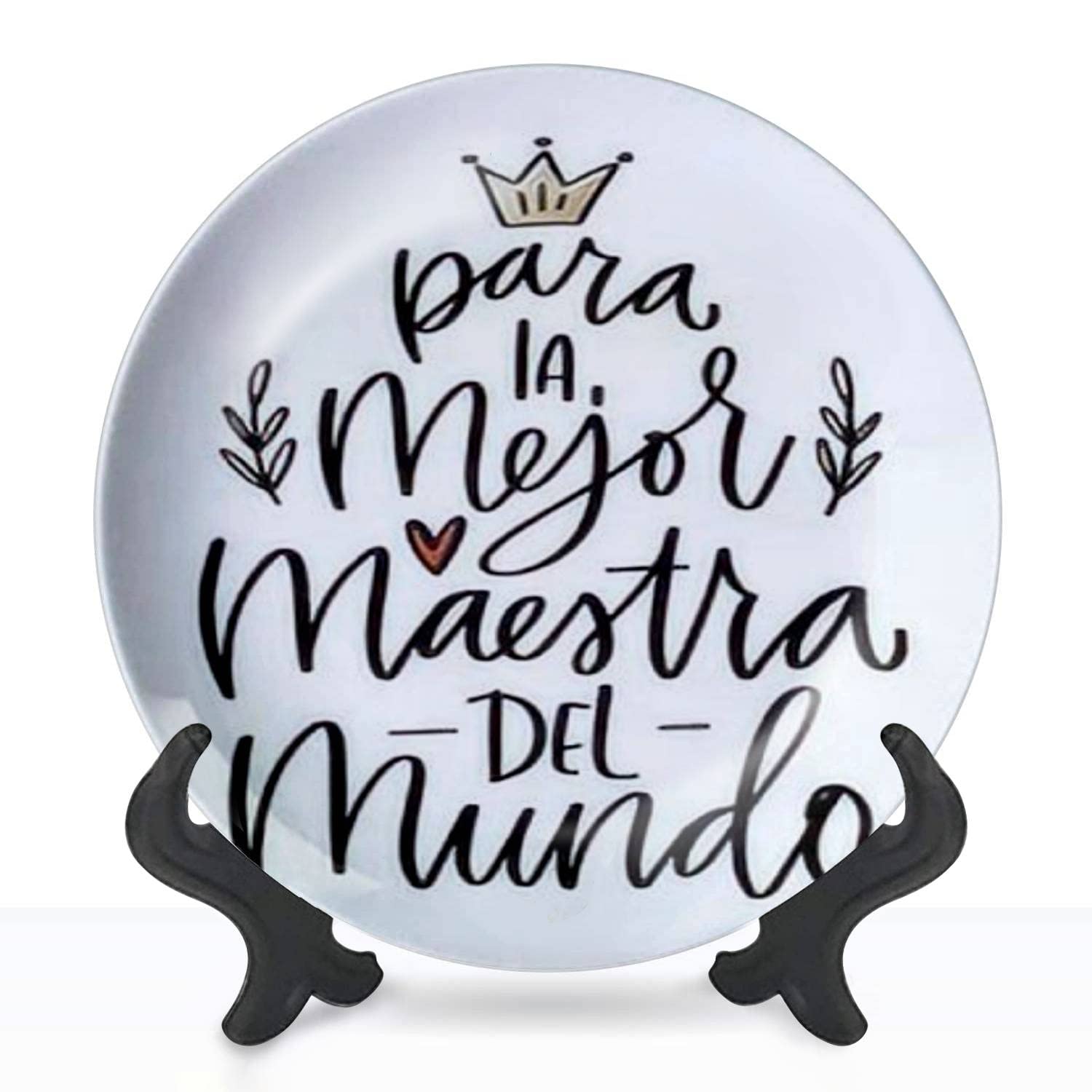 Decorative Plates Graduation gift print Teachers day Back to school design Spanish Wall Hanging/ Table Plate Ceramic Ornament with Display Stand for Dining, Parties, Wedding Collector Plate, 10