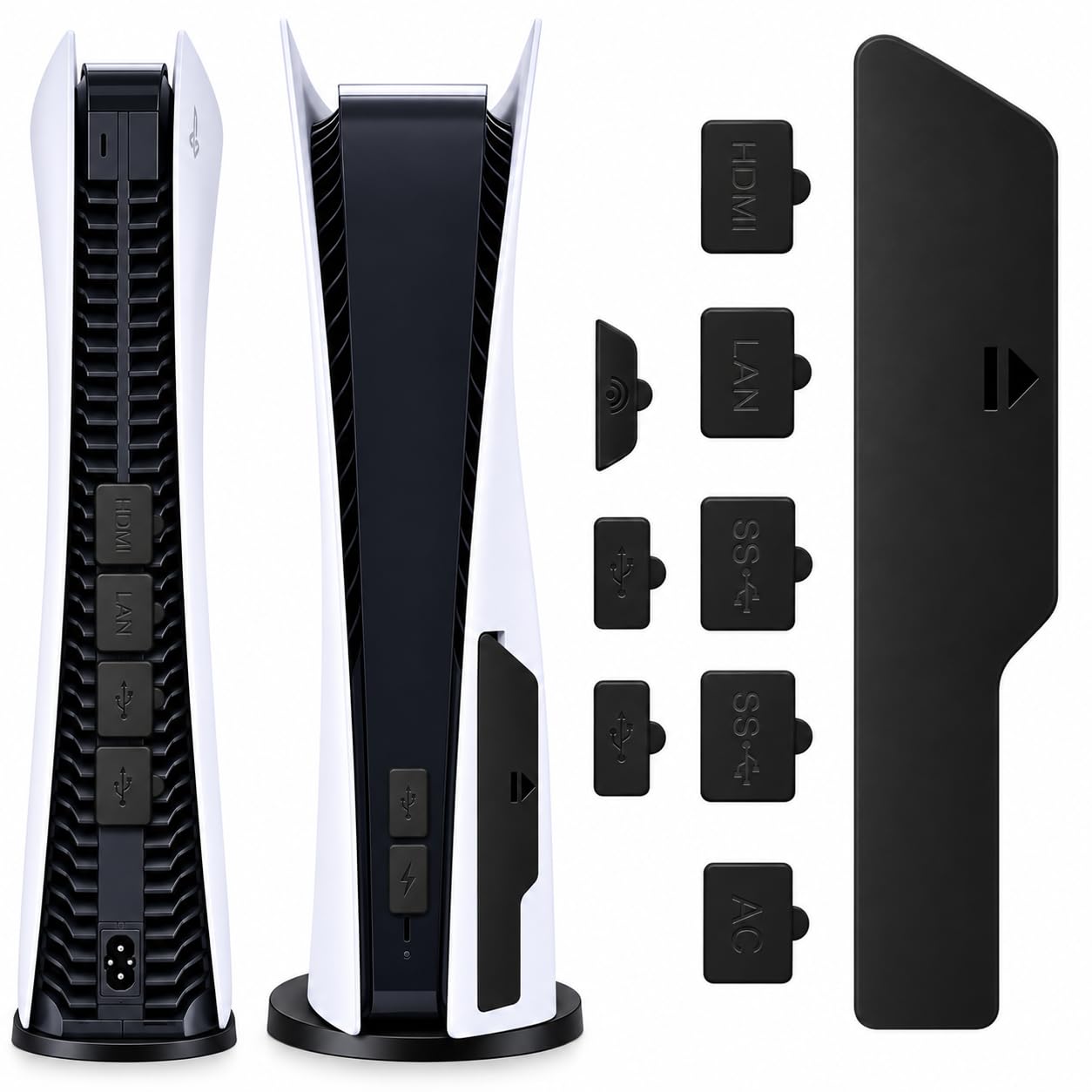 Meyaar 9 Pcs Dust Plug Kit for PS5 Console (Dust Plug Kit for Ps5 Console)