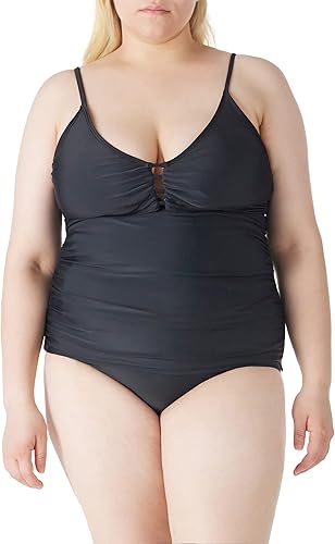 Miniatura 6 de RELLECIGA Top tankini con cuello en V para mujer con control de abdomen fruncido