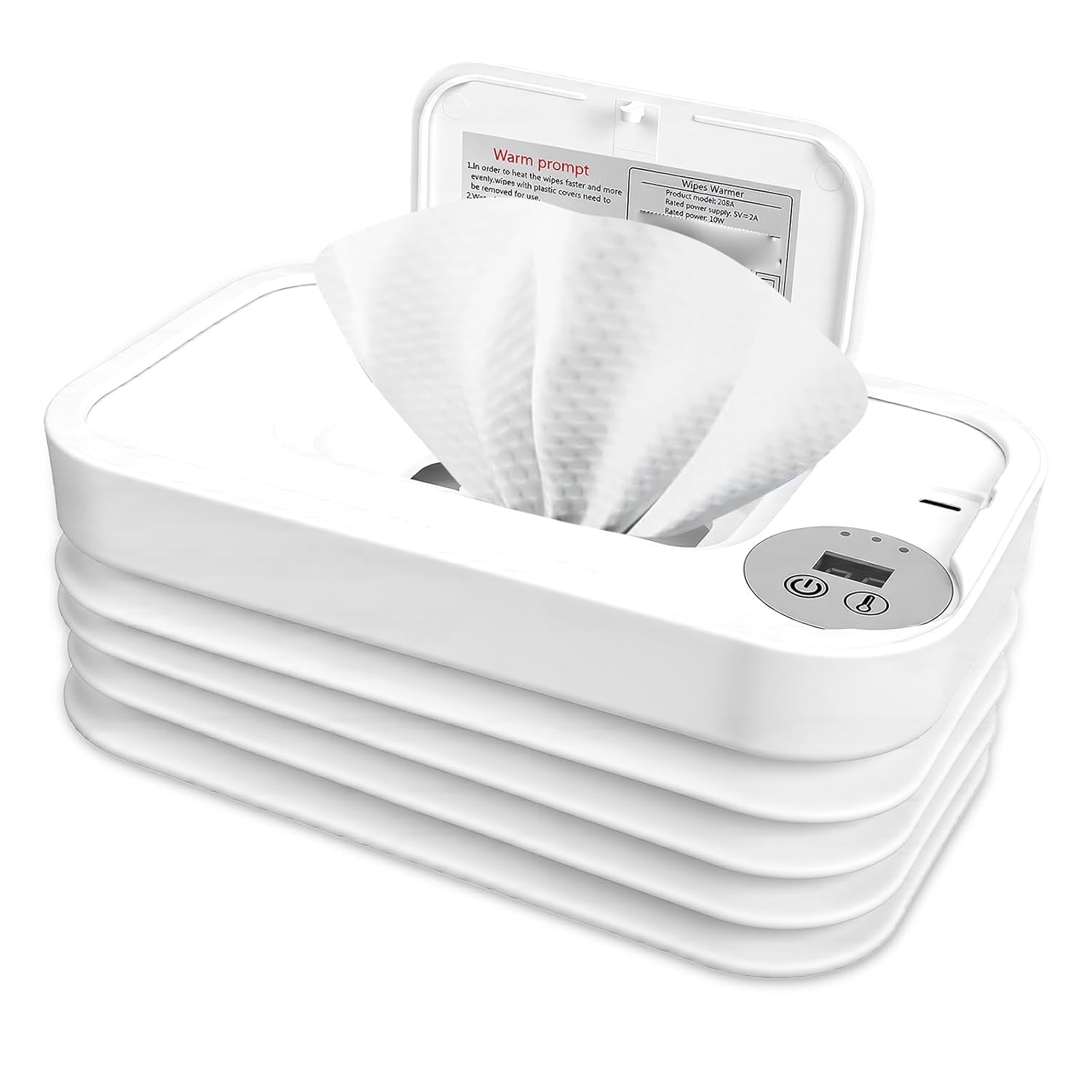 Baby Wipe Warmer, Portable Diaper Wipe Warmer, Foldable Wipe Heater and Dispenser, Wet Wipes Warmer with 3 Temperature Settings and Digital Display for Bathroom