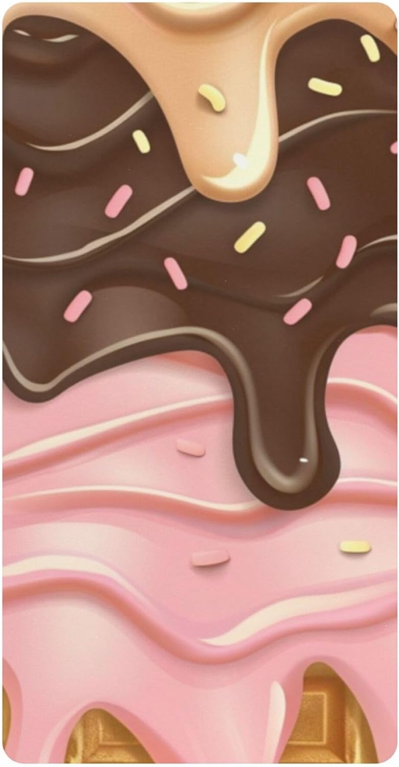 Cute Ice Cream Pattern Crib Sheets Soft Breathable Fitted Cotton Baby Crib Sheets Mattress Cover for Girl Boy, 52" x 28" x 9"