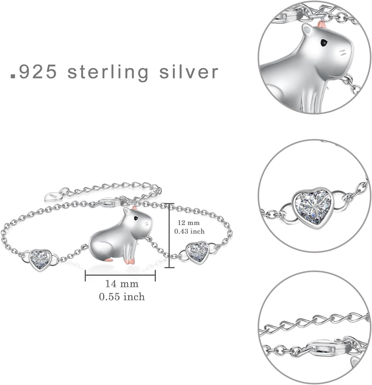 TYSO Capybara Bracelet 925 Sterling Silver Capybara Gifts Capybara Stuff Cute Capybara Bracelet Jewelry for Women - Image 5