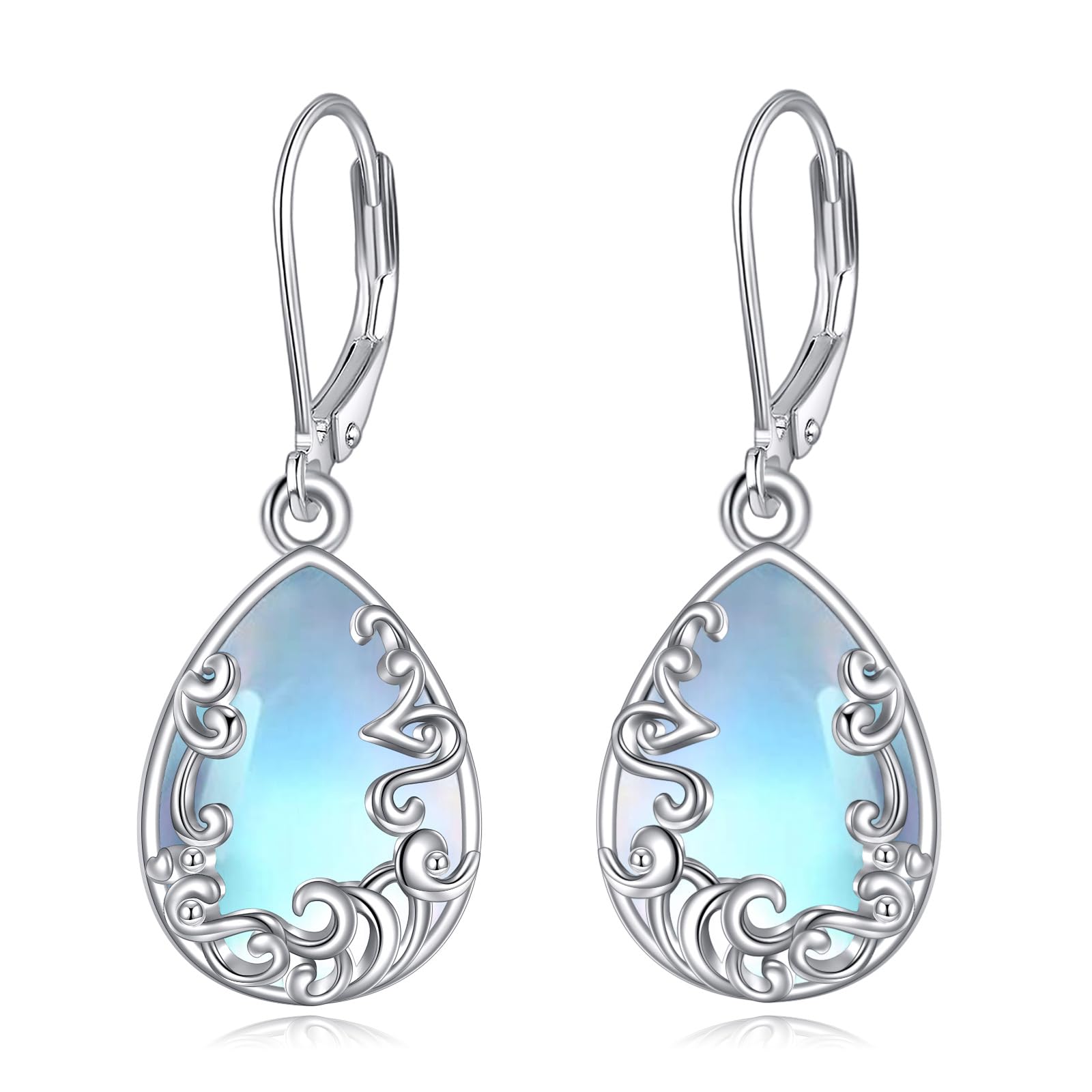 Cadeaux de Noël et Saint-Valentin boucles d'oreilles pierre de lune