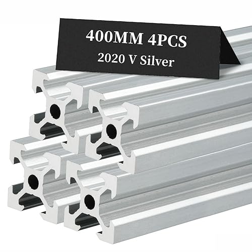 BELLA BAYS 2 piezas de 7.87 pulgadas 7.874in 2040 V ranura de aluminio extrusión estándar europeo anodizado marco de guía de riel lineal plateado