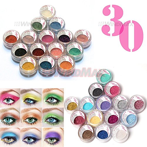 30Pieces Mulit Color Cold Smoked Warmer Glitter Shimmer Pearl Loose Eyeshadow Pigments Mineral Eye Shadow Dust Powder Makeup Party Cosmetic Set CE#