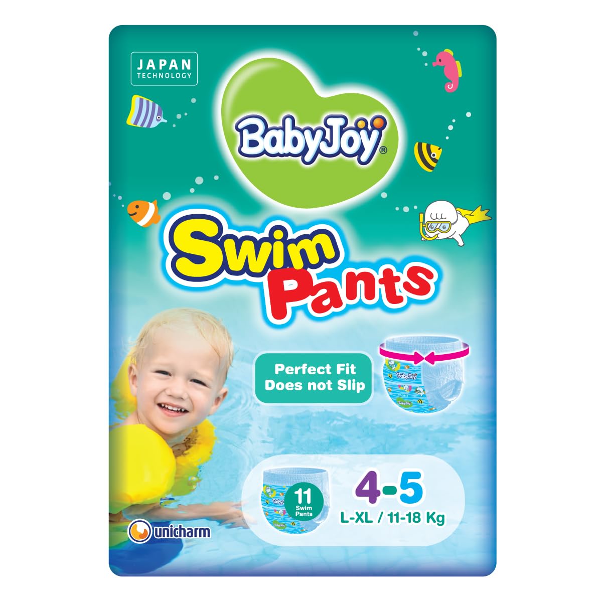 BabyJoy Swim Pants Diaper, Size 4-5, Large - XL, 11-18 Kg, Saving Pack, 11 Swim Pants