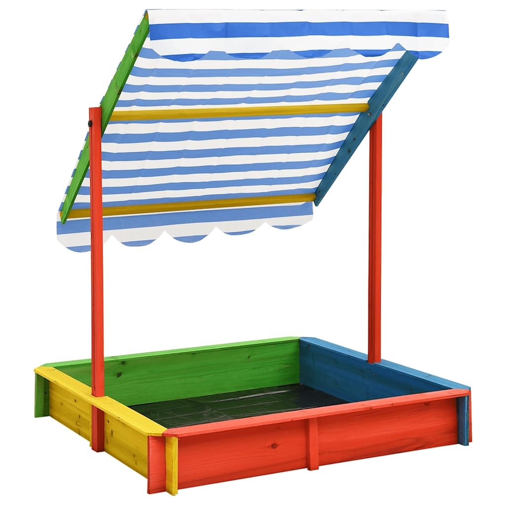 Mangloder Sandkasten mit verstellbarem UV50 Dach aus Tannenholz für draußen Garten Terrasse Balkon Kinder Spielplatz, farbig, wetterfest, inklusive Abdeckung und Montagematerial
