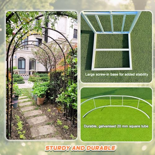 Arco metálico de jardín de 260cm resistente a la intemperie para enredaderas robustas 6
