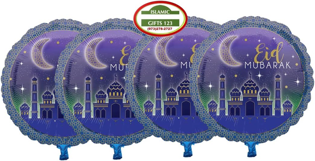 12 Pack Eid Balloons Set – Moon & Star Mylar Foil Balloons, Helium-Ready, Islamic Wall Decoration, Ramadan Gift, Eid Mubarak Party Decor (12)
