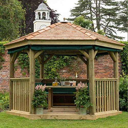 Forest 3.0m Hexagonal Wooden Pressure Treated Garden Gazebo with New England Cedar Roof