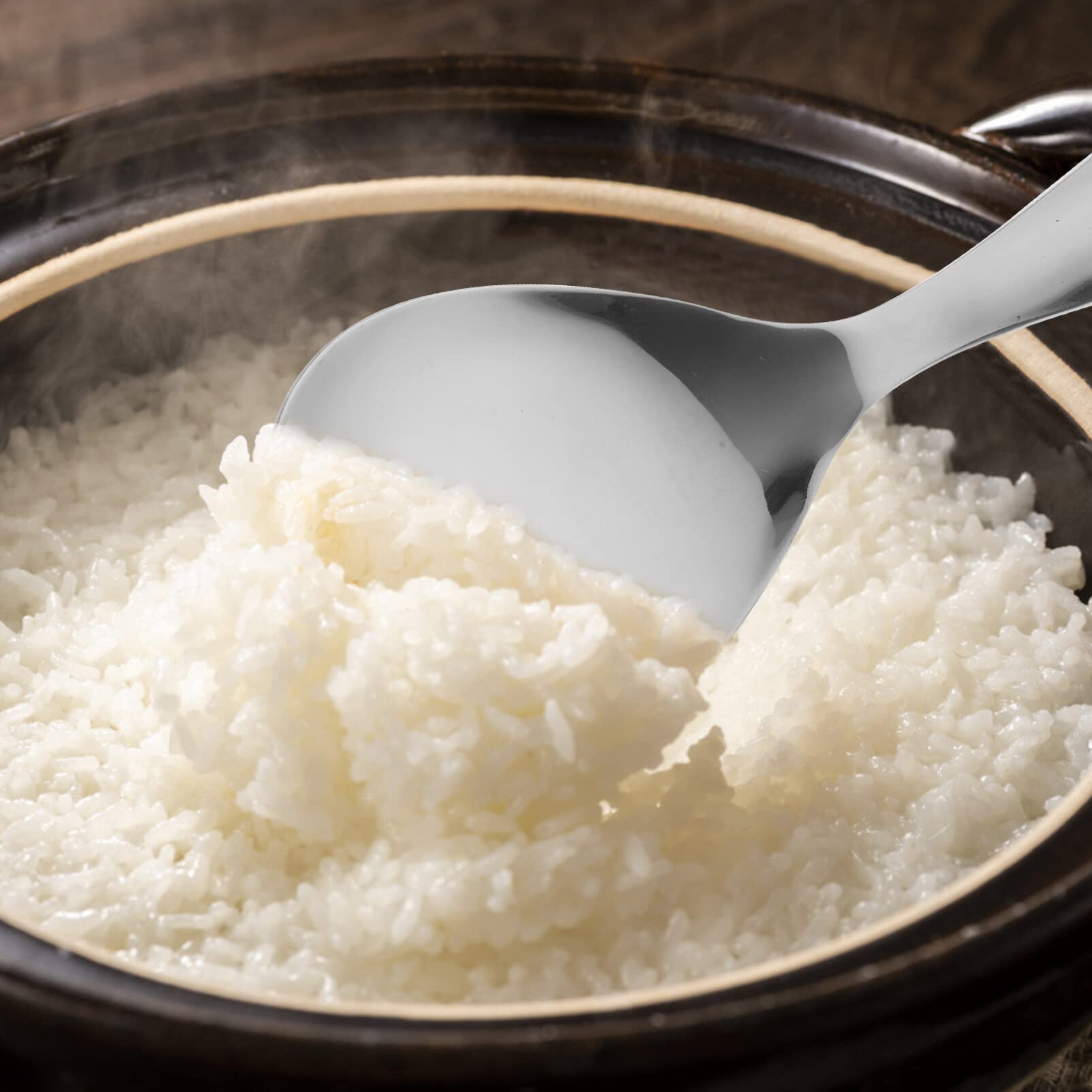 Cuillère De Service à Riz En Acier Inoxydable – Louche à Riz, Grande Cuillère En Acier Inoxydable Pour Riz | Couverts à Salade En Métal, Cuillère à