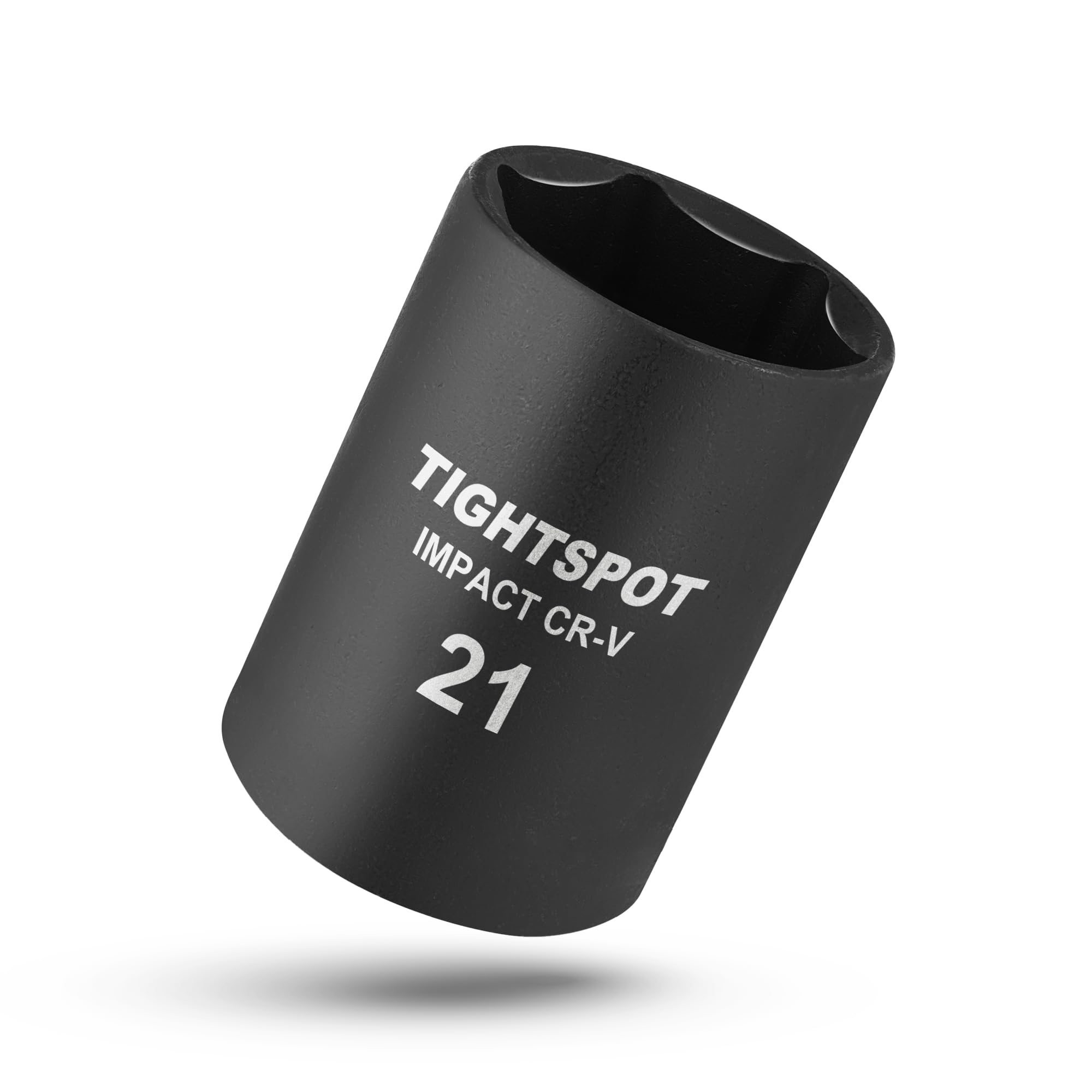 TIGHTSPOT 1/2 Inch Drive - 21mm Shallow Impact Socket with Anti-Rounding 6 Point Design, Heat-Treated CRV Steel, Metric