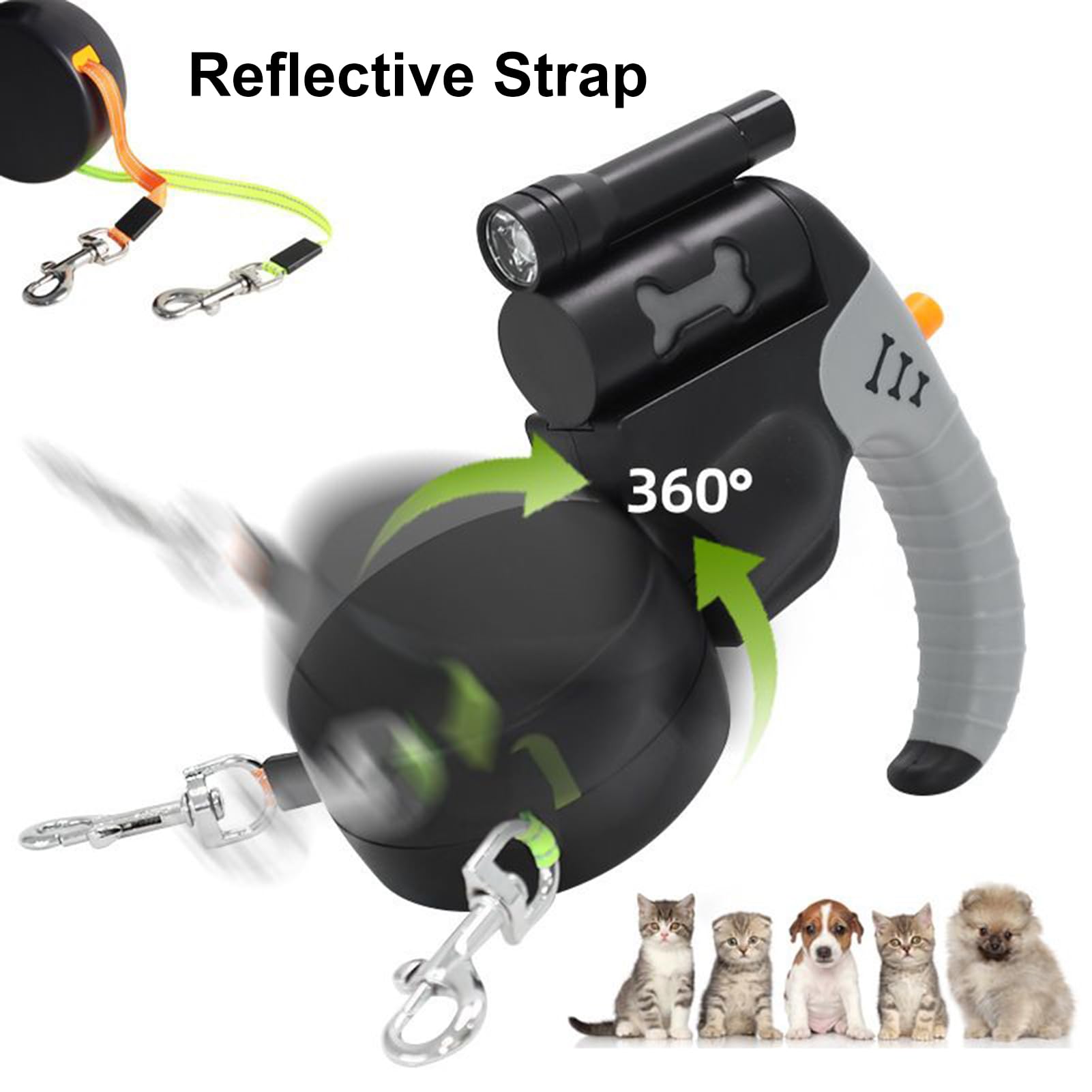 Double laisse rétractable chien Accessoires et fournitures de plein air