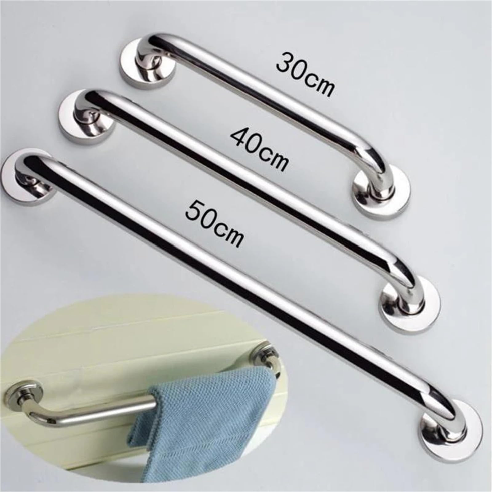 Barras de Apoyo para baños Barra de Agarre para Toallas de Acero Inoxidable para baño, Barra de Pared Antideslizante con Buen Agarre para tocador Grueso, 50 cm Tirador de baño(50cm)