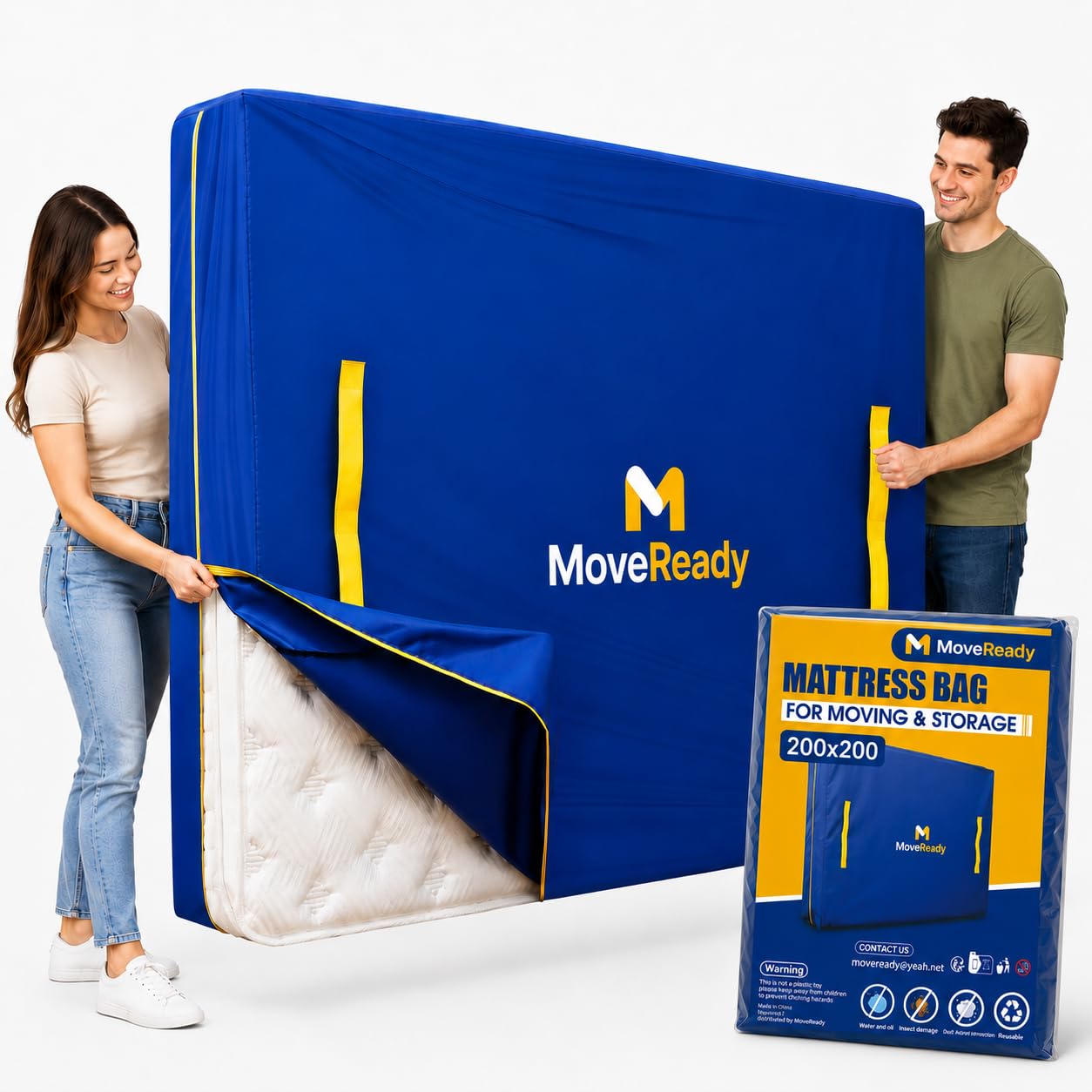 Super King Mattress Bag with Zipper, Mattress Cover for Moving