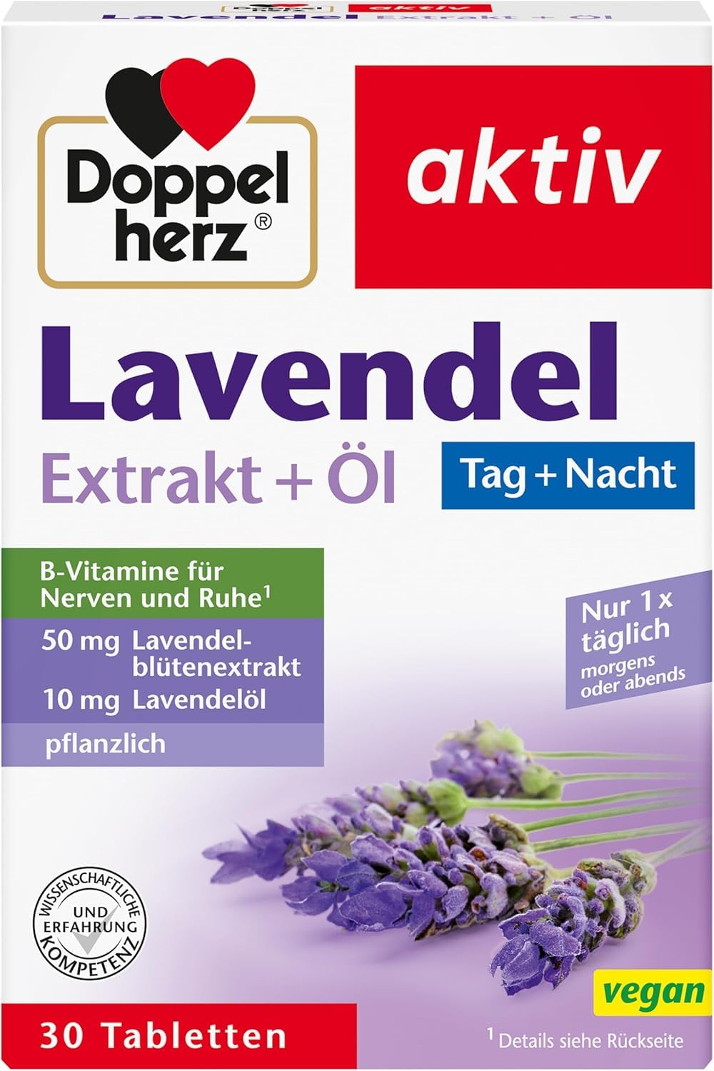 Doppelherz Lavendel Extrakt + Öl – Nahrungsergänzungsmittel mit Vitamin B6 und B12, 30 Tabletten