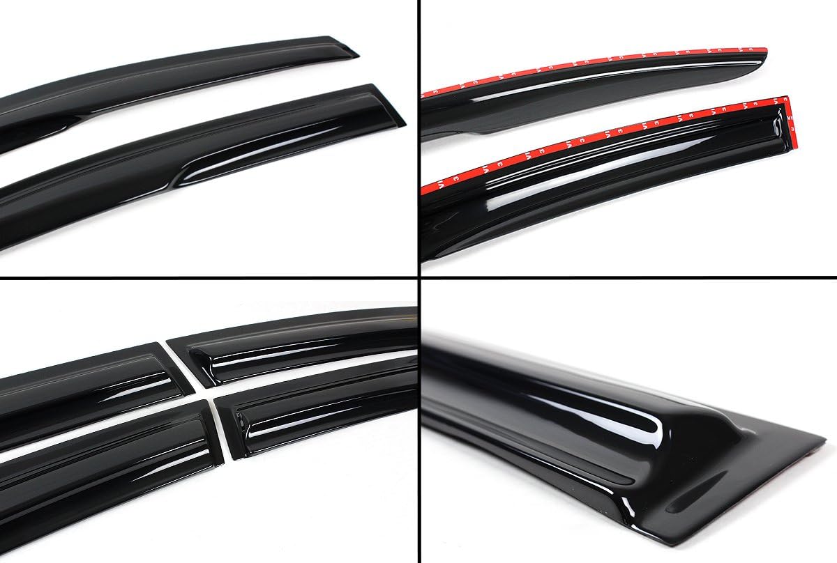 3D Wavy Style Window Visor Rain Guard Deflector Compatible for 2015-2020 Subaru WRX STI & 2012-2016 Impreza 4 Door Base Model