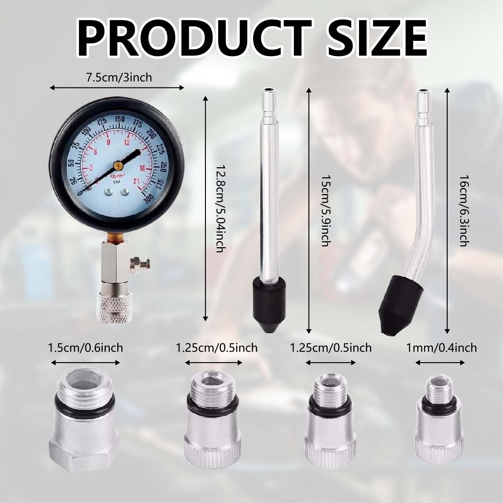 Tester di compressione per auto, 11 pezzi, set di test di compressione per motori a benzina, tester di compressione digitale, misuratore di compressione motore, cilindro, auto