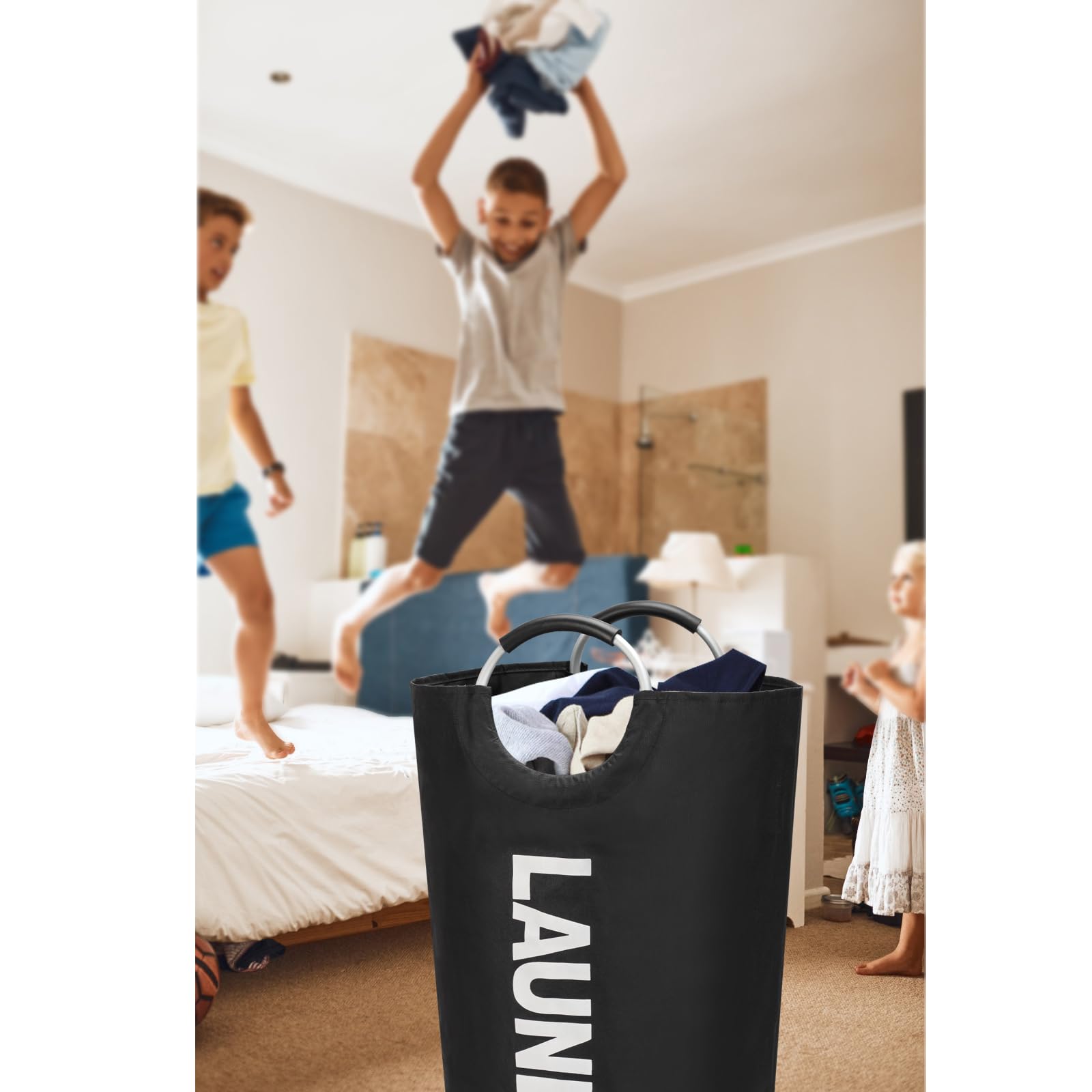 Maxsilan 90L Laundry Basket Bag - Collapsible Hamper -9 Maxsilan 90L Laundry Basket Bag - Collapsible Hamper -9