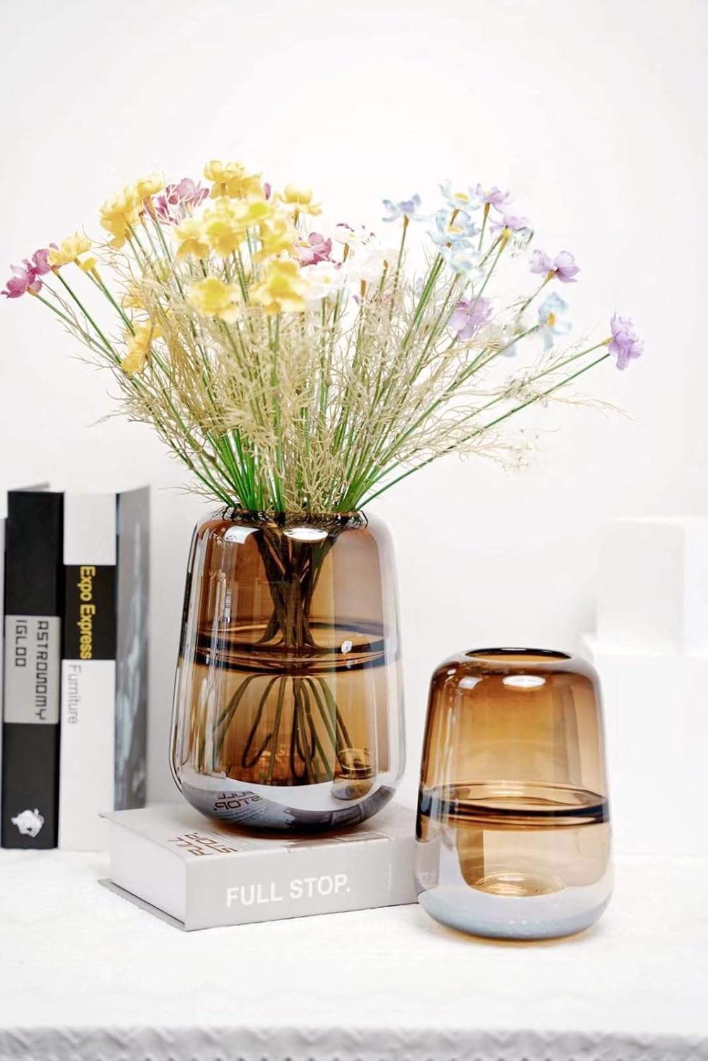Modern Minimalist vase, Crystal Glass vase, vase, Flower vase, Dried Flower vase（Amber） - Image 3